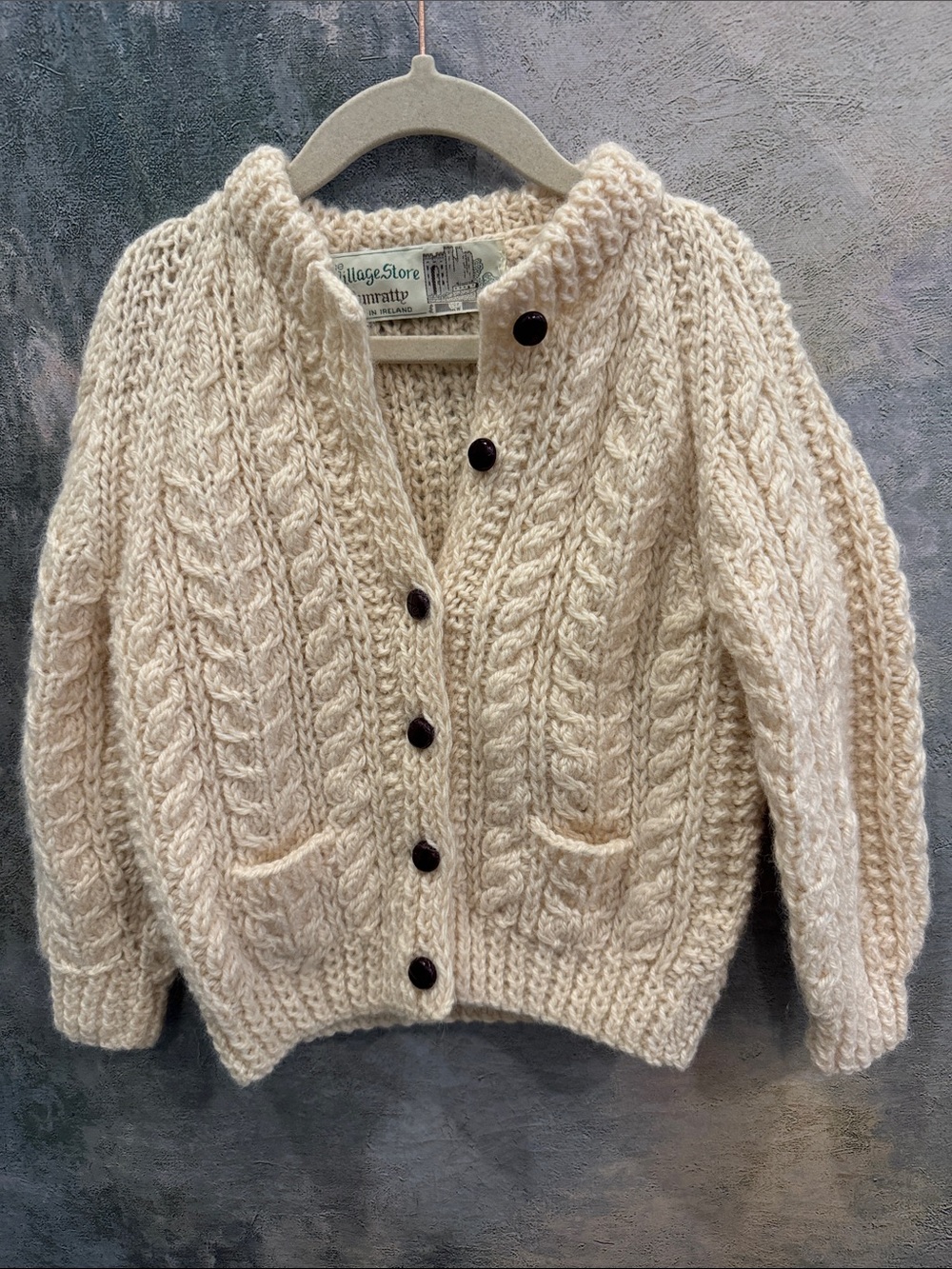 The Village Store  / Wool Hand Made Girl Cardigan Sz 3/4